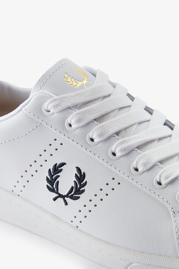 Fred Perry T&ecirc;nis de couro B721 Branco