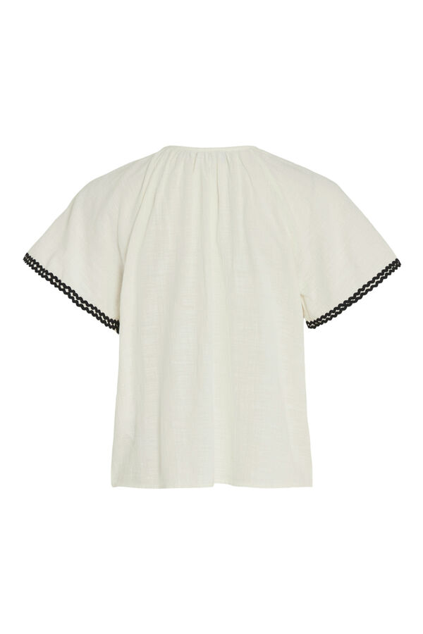 Vila Blusa manga curta com debruns Branco