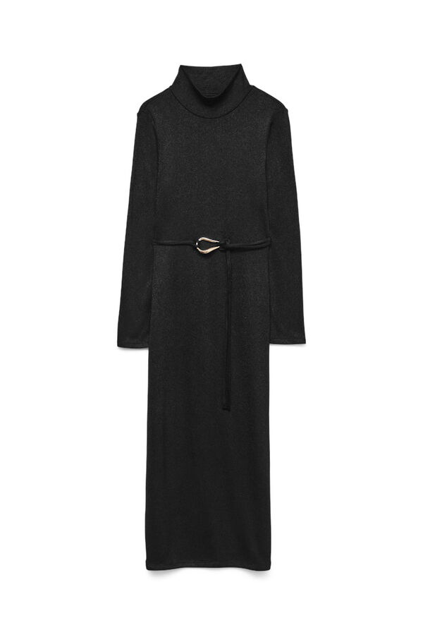 Vero Moda Vestido midi de punto cuello subido Negro