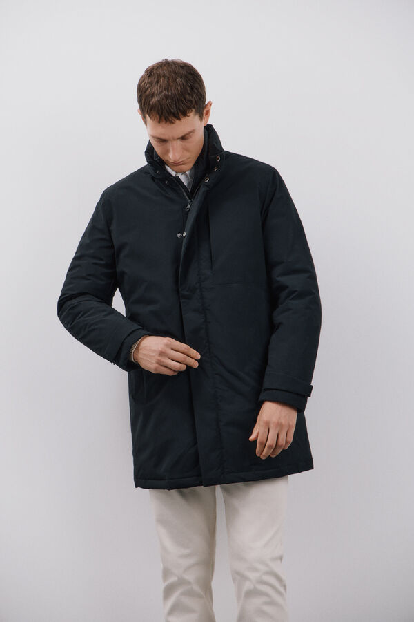 Cortefiel Impermeable con desmontable Negro