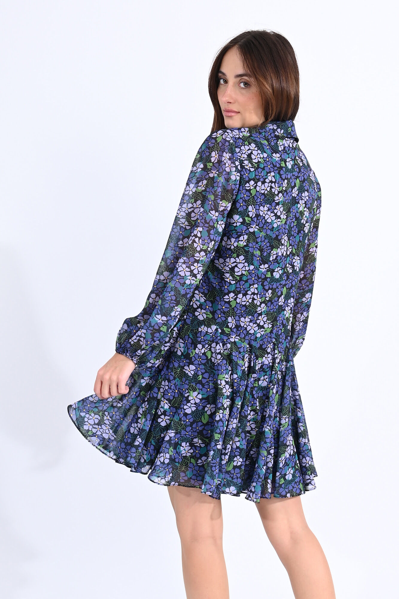 Molly Bracken Vestido curto plissado com estampado