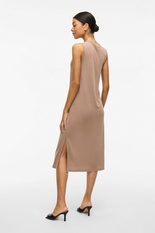 Vila Vestido midi sin mangas con Tencel Marr&oacute;n