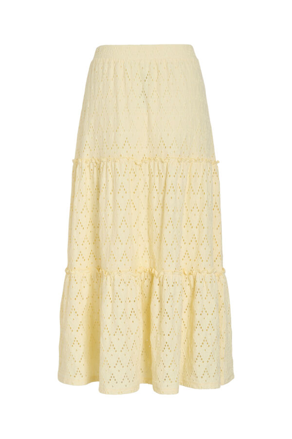 Vila Falda midi con calados de algod&oacute;n Amarillo