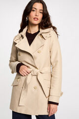 Morgan Trench coat justo com cinto e capuz Tostado