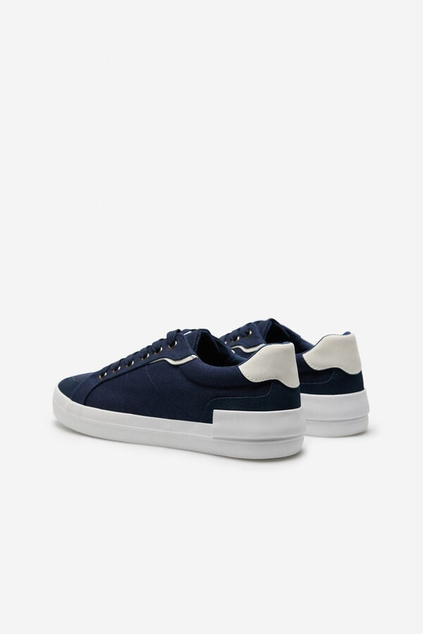 Cortefiel Zapatilla textil y piel Azul marino