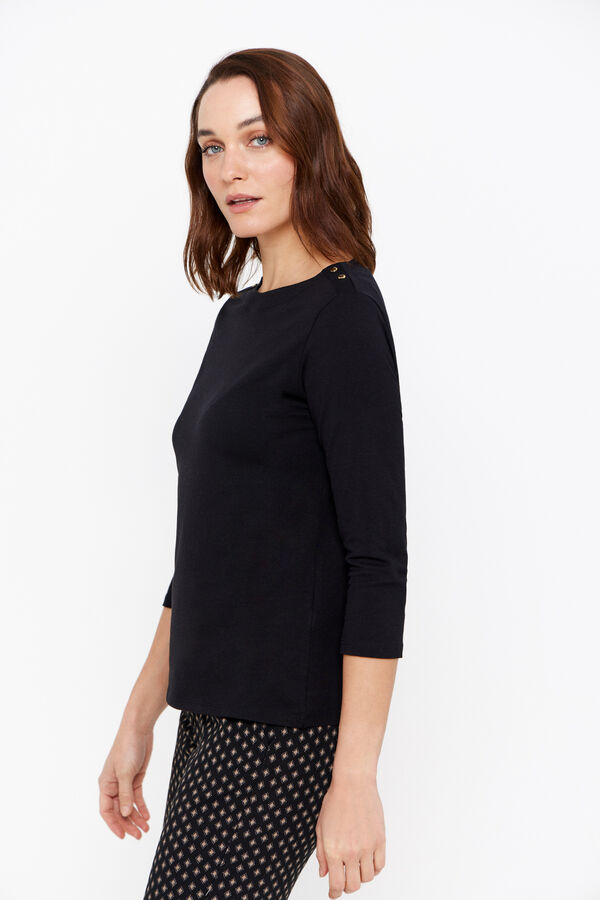 Cortefiel Camiseta b&aacute;sica btones Negro