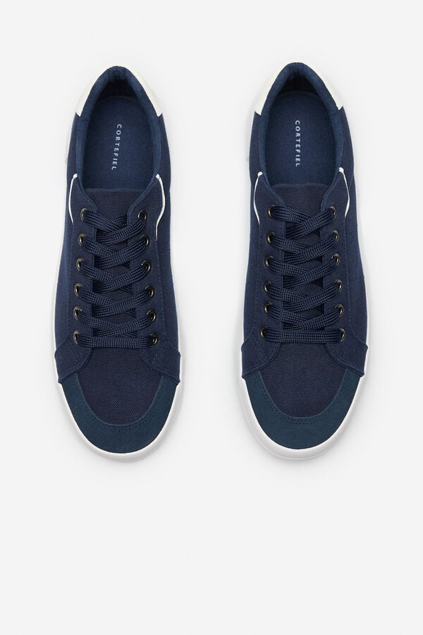 Cortefiel Zapatilla textil y piel Azul marino