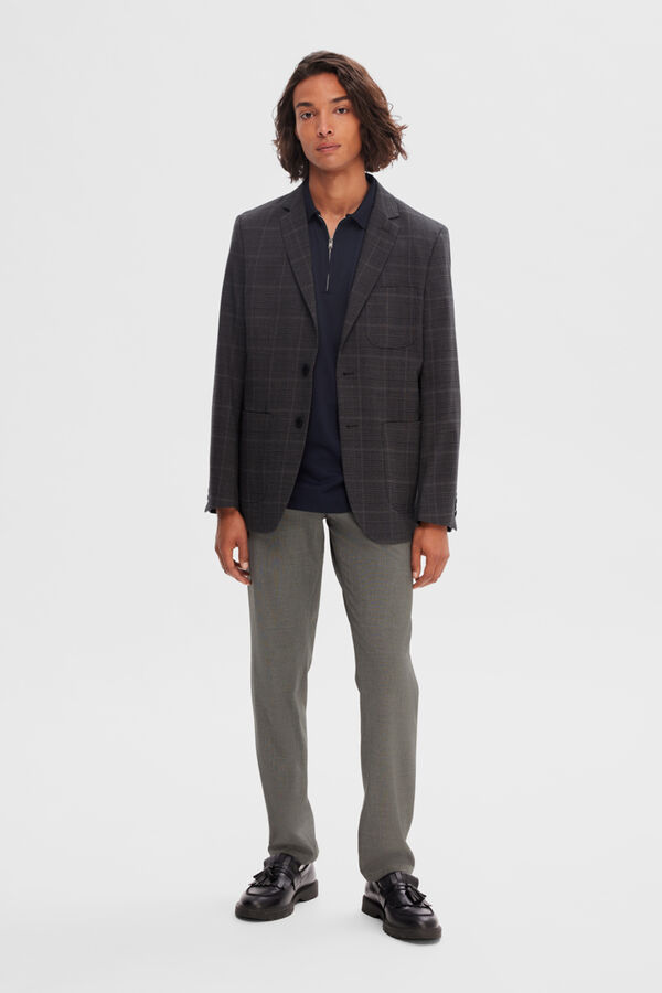 Selected Chaqueta de traje de hombre Slim Fit cuadros Marr&oacute;n