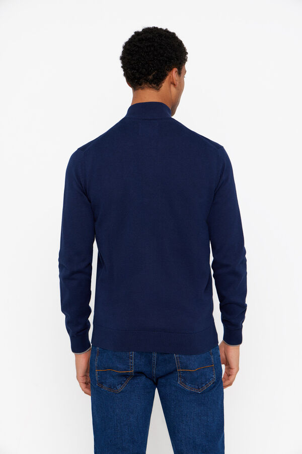 Cortefiel Cardigan algod&oacute;n cremallera b&aacute;sico Azul marino