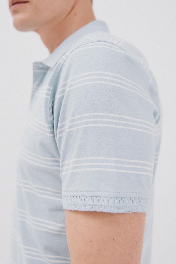 Cortefiel polo de rayas cuello estructura Azul