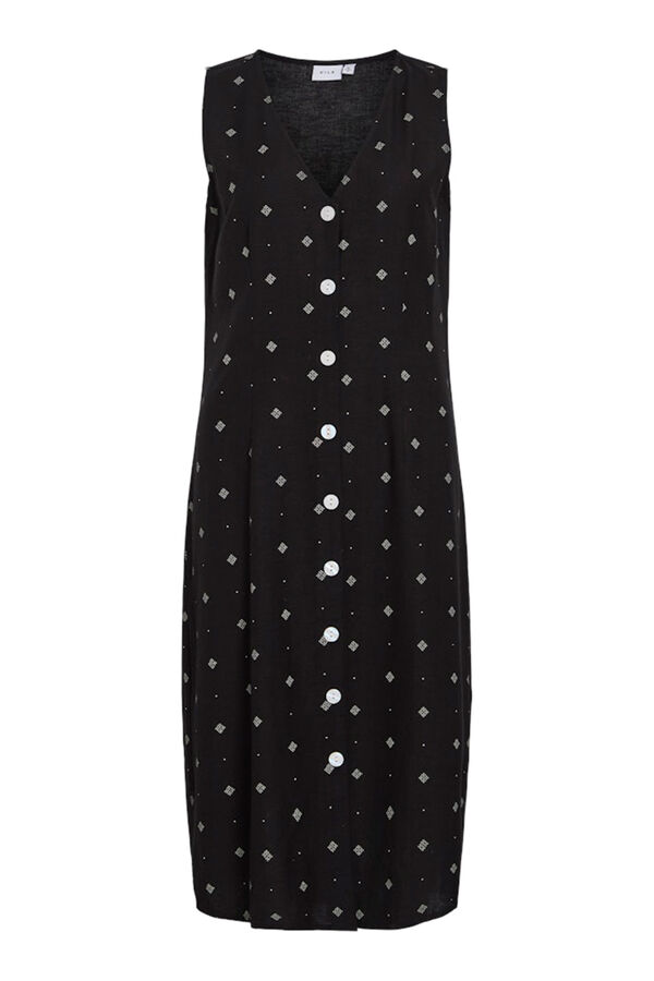 Vila Vestido midi estampagem &eacute;tnica Preto