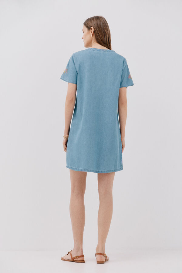 Cortefiel Vestido bordado túnica Azul