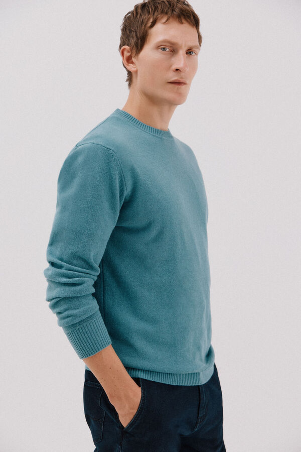 Cortefiel Jersey lana lambswool cuello redondo Azul