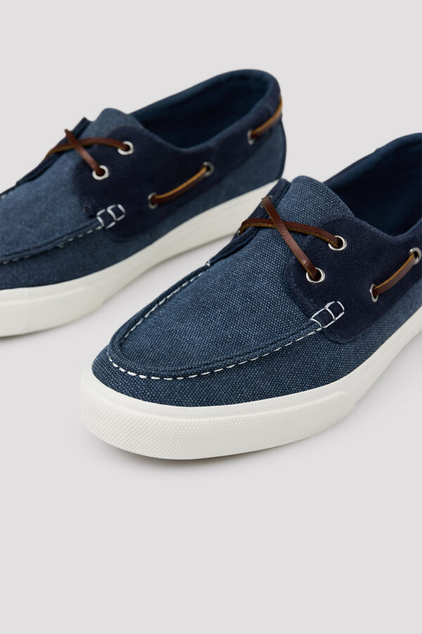 Cortefiel Zapato nautico piel Azul marino