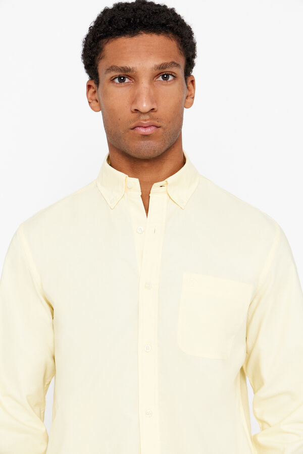 Cortefiel Camisa oxford liso Amarillo