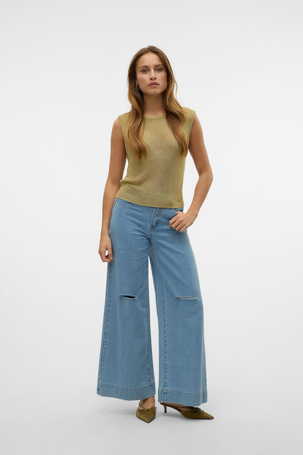 Vero Moda Top de malha metálica Castanho