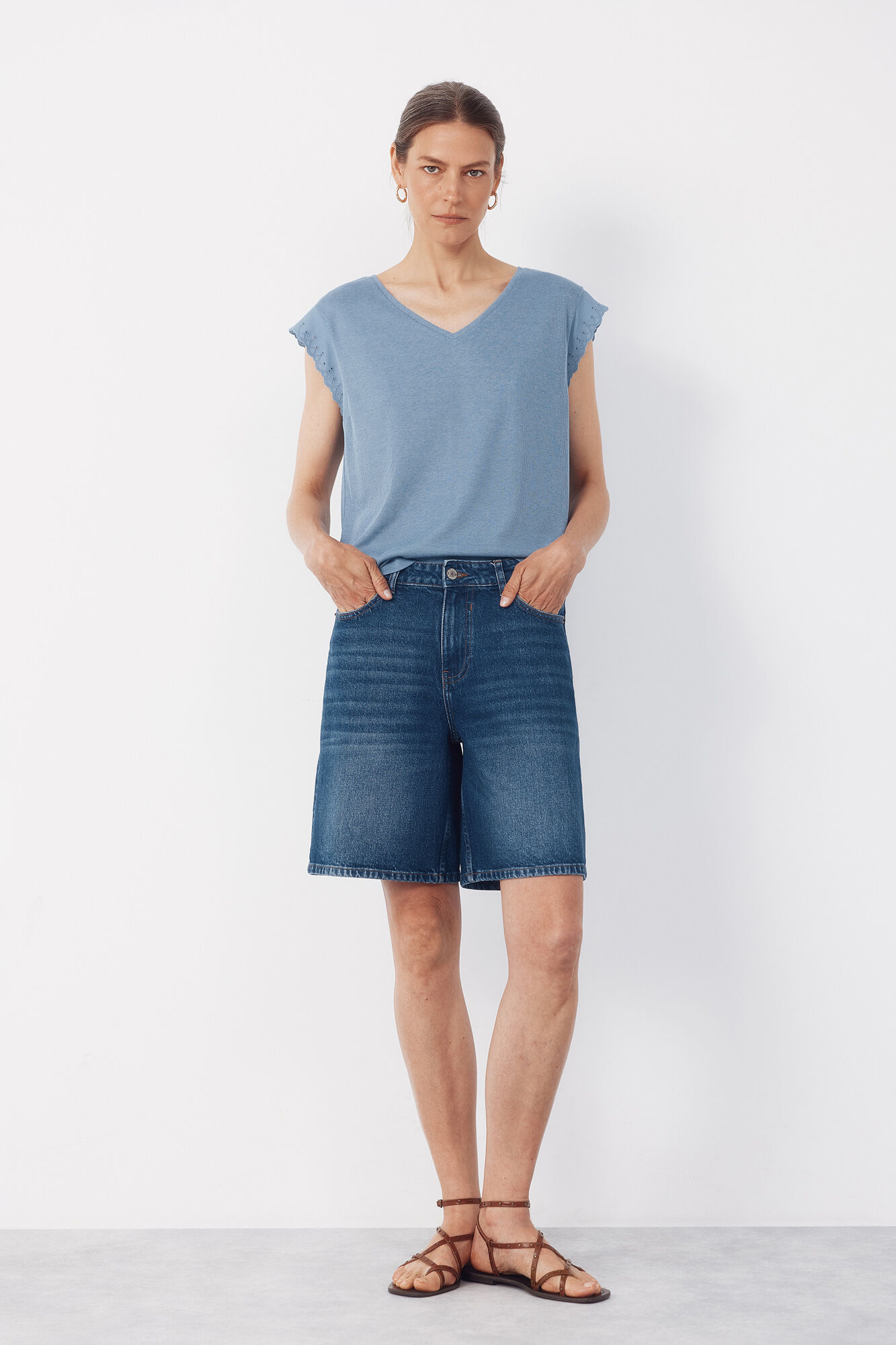 Cortefiel Camiseta com detalhes nas mangas