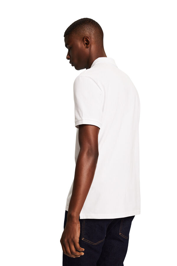 Esprit Polo piqué slim fit manga curta algodão Branco