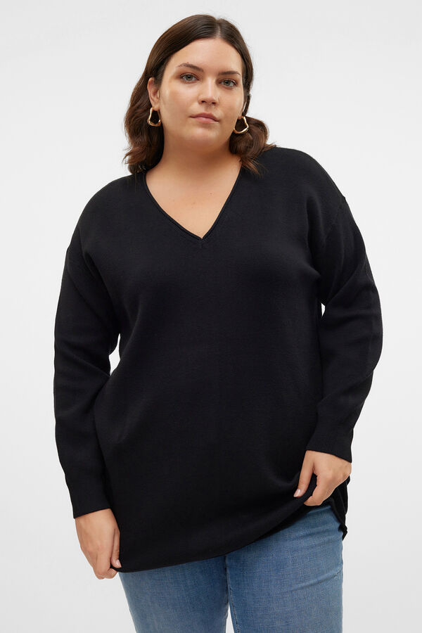Vero Moda Curve Suéter de manga comprida malha plus size Preto
