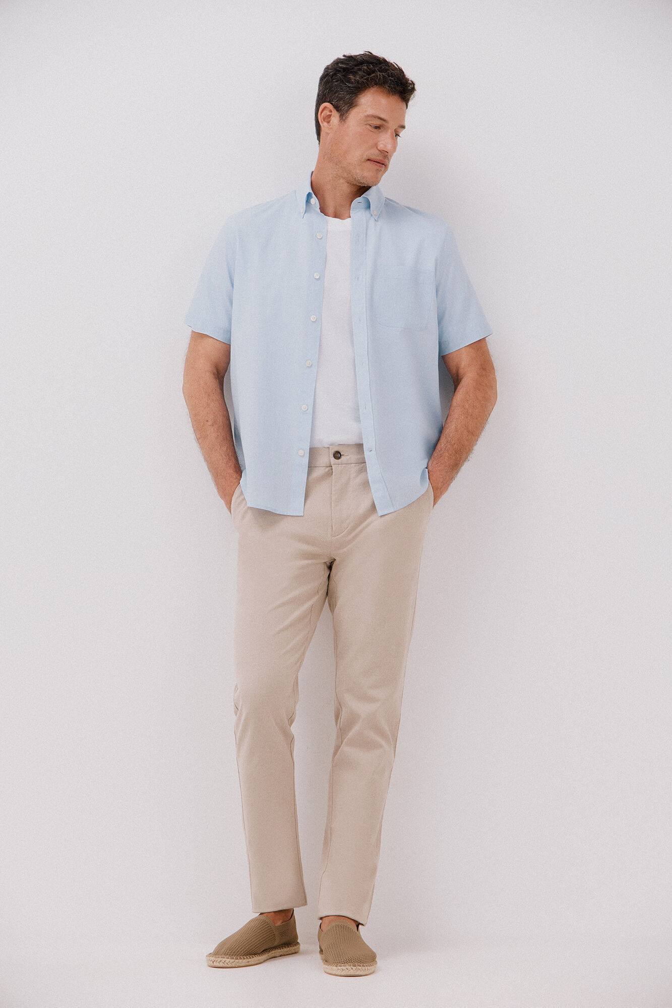 Cortefiel Camisa algod&oacute;n tencel manga corta