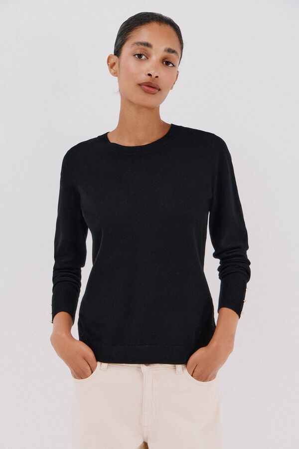 Cortefiel Su&eacute;ter com bot&otilde;es Preto