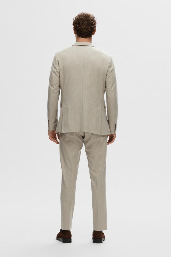 Selected Americana Slim Fit con raya diplomática confeccionada con materiales reciclados Marrón