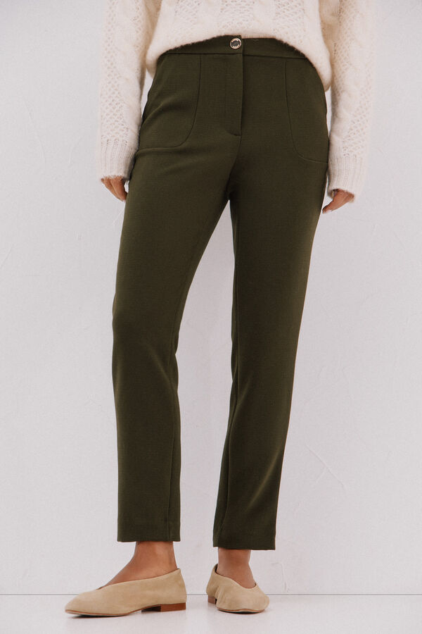 Cortefiel Pantal&oacute;n el&aacute;stico confort Kaki