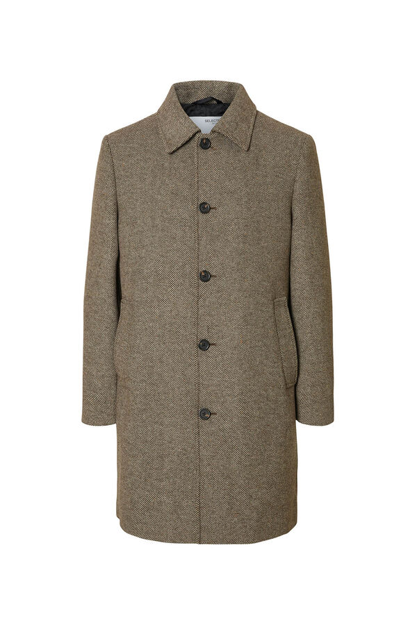 Selected Abrigo largo lana Marr&oacute;n
