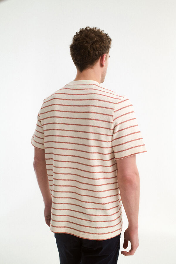 Selected Camiseta estilo camisola riscas de manga curta Vermelho