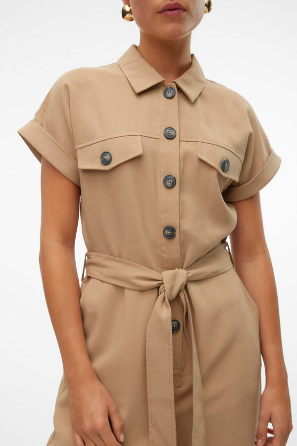 Vero Moda Macac&atilde;o comprido de manga curta  Castanho