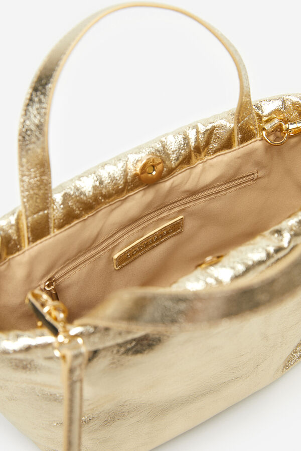 Cortefiel Bolso saco fruncido Dorado