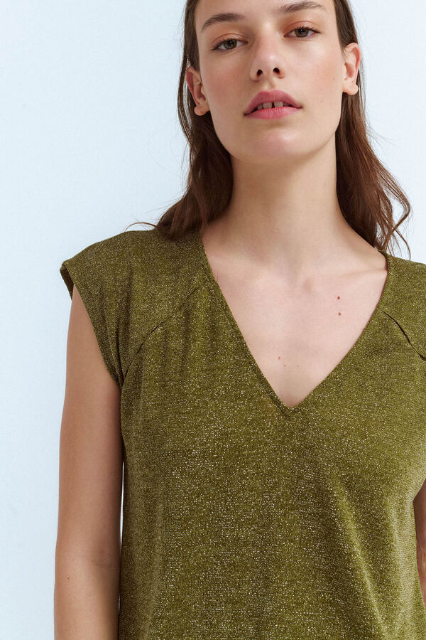 Vila Top de punto con lúrex Verde oscuro