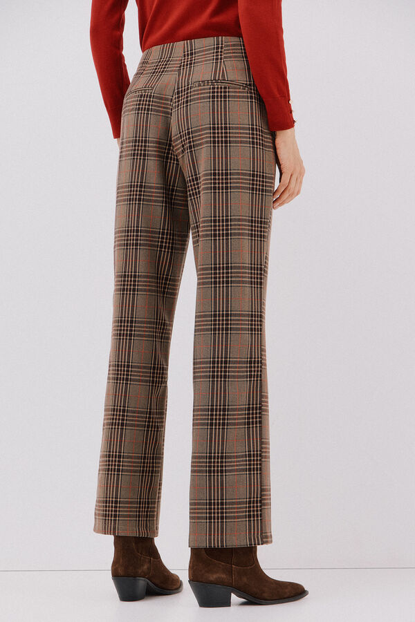 Cortefiel Cal&ccedil;a xadrez feminina Castanho