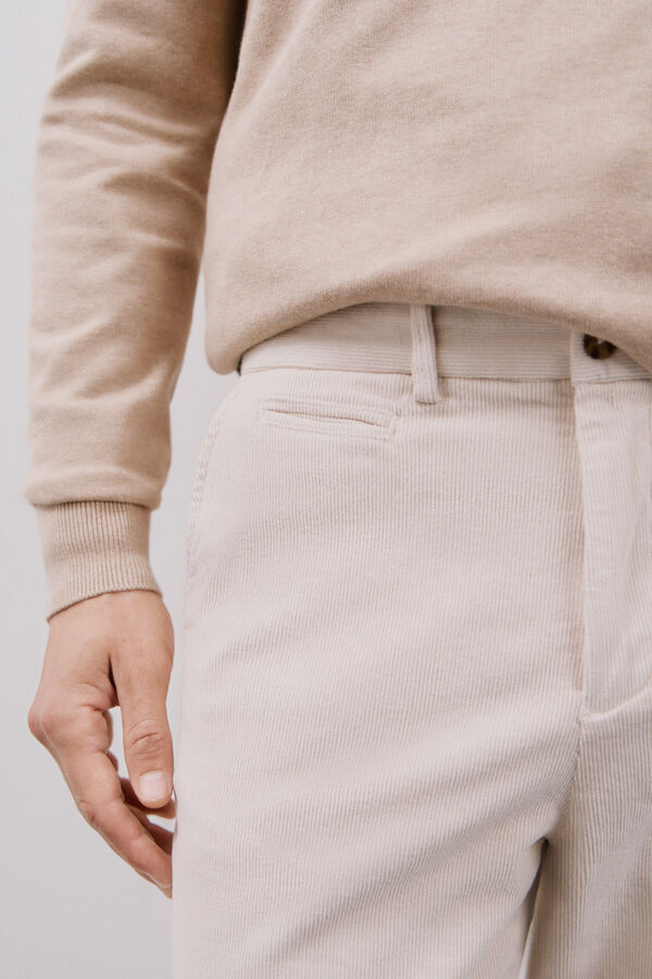 Cortefiel Calças chino bombazina Ecru