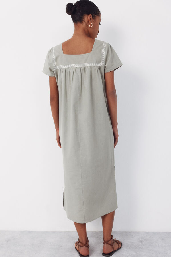 Cortefiel Vestido bordados florais Azul