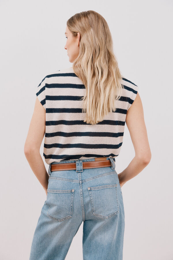 Cortefiel Camiseta textura rayas Estampado azul