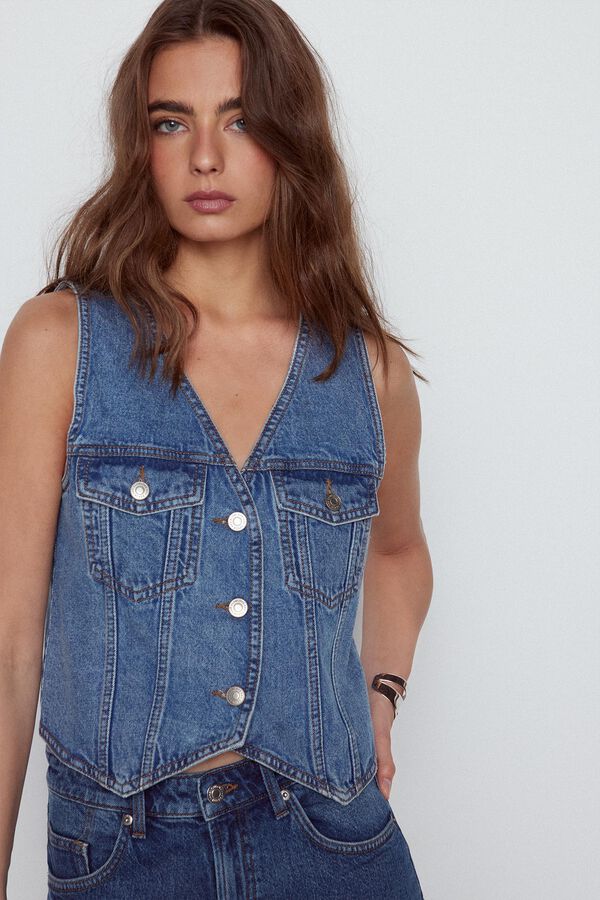 Slowlove Chaleco Denim Azul