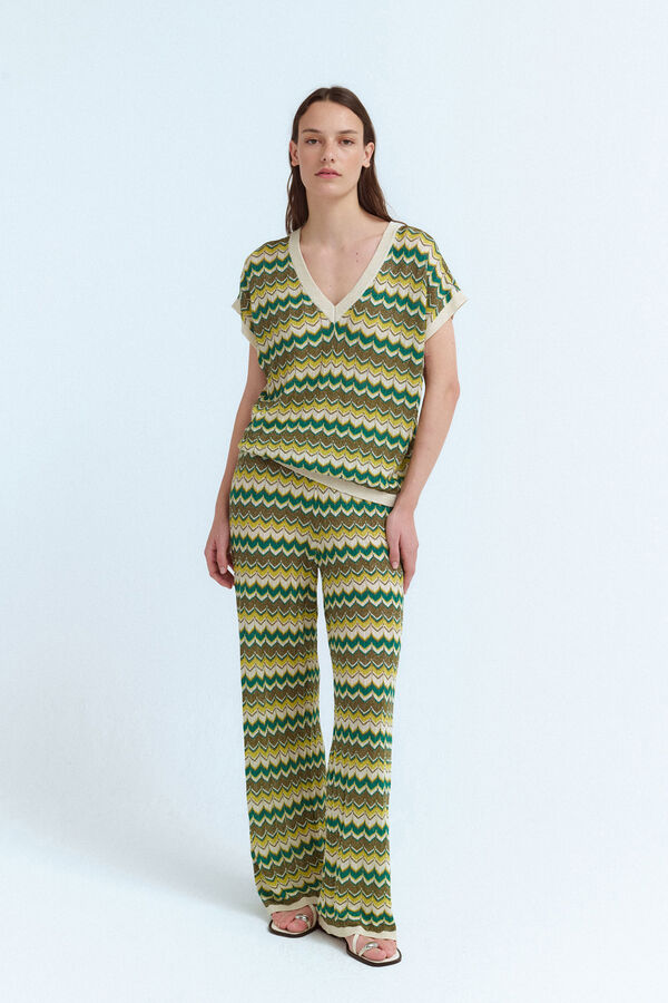 Vila Top de malha Pointelle com lurex Verde