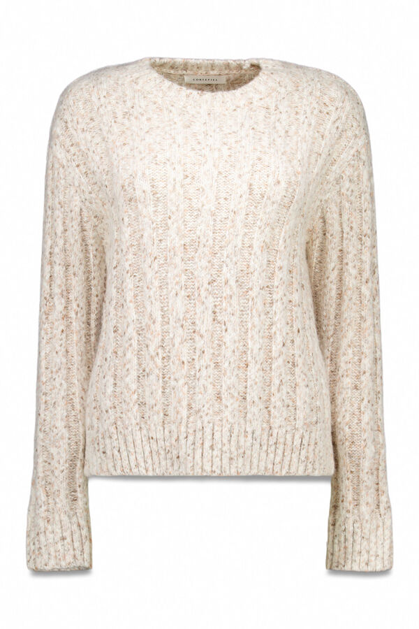 Cortefiel Camiseta b&aacute;sica cuello perkins Marfil