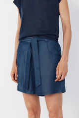 Cortefiel Bermuda fluida Tencel Azul oscuro