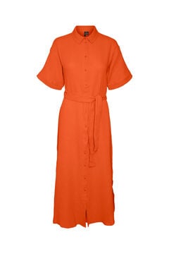 Cortefiel Vestido midi de algodón Naranja