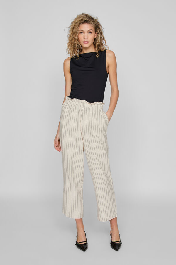 Vila Pantal&oacute;n largo ancho con rayas Marr&oacute;n