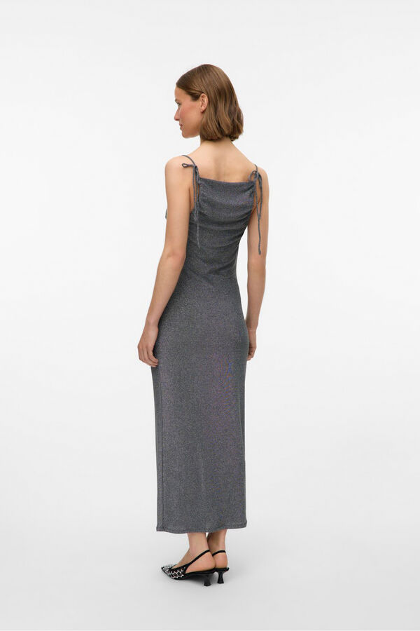 Vero Moda Vestido midi tejido metalizado Gris