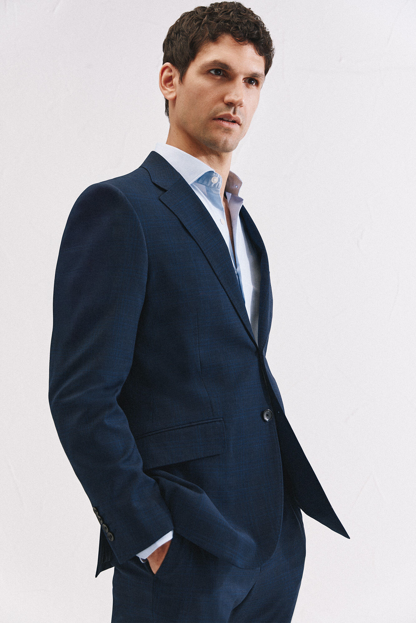 Cortefiel Blazer xadrez azul slim fit