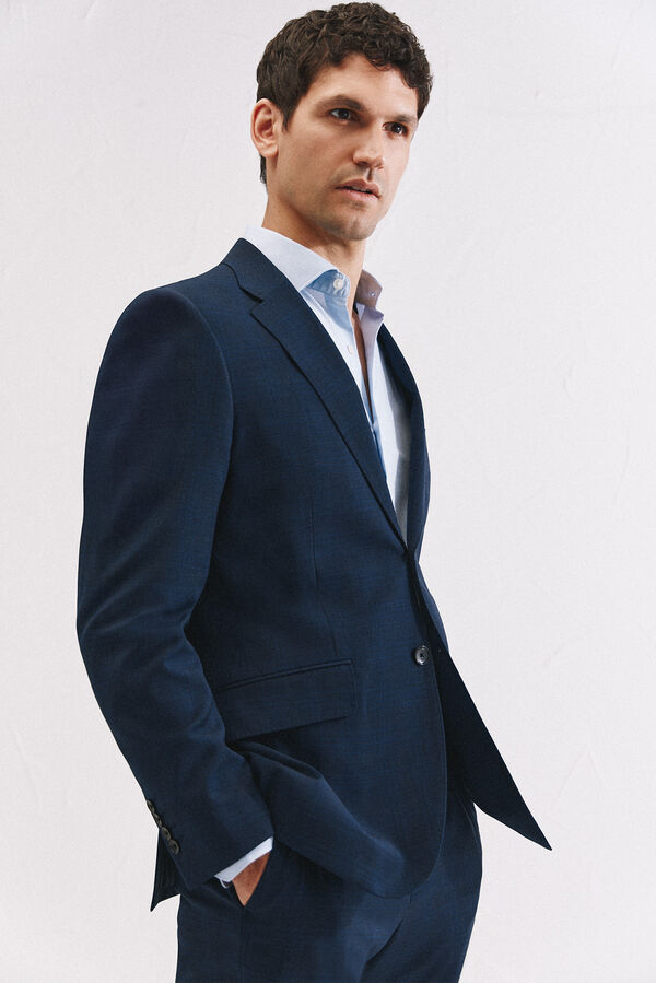 Cortefiel Blazer xadrez azul slim fit Azul