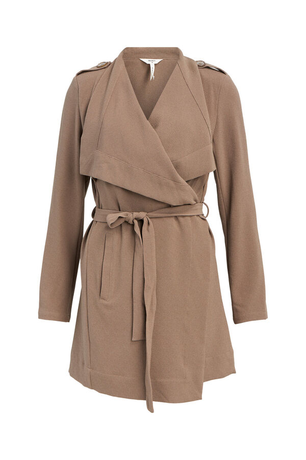 Object Chaqueta con cintur&oacute;n Marr&oacute;n oscuro