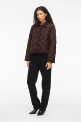 Vila Abrigo acolchado guateado con cuello de pana Marr&oacute;n oscuro