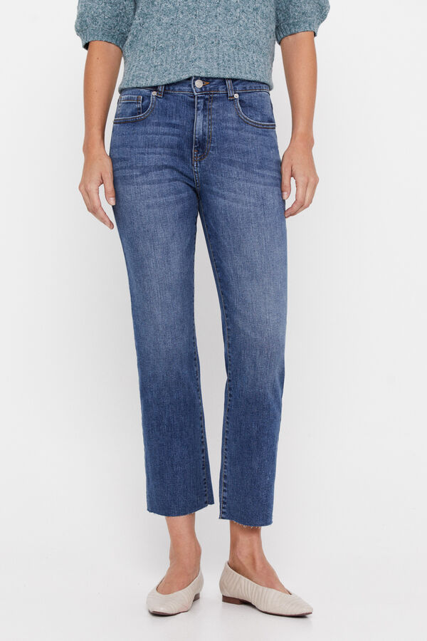 Cortefiel Pantal&oacute;n crop recto Azul