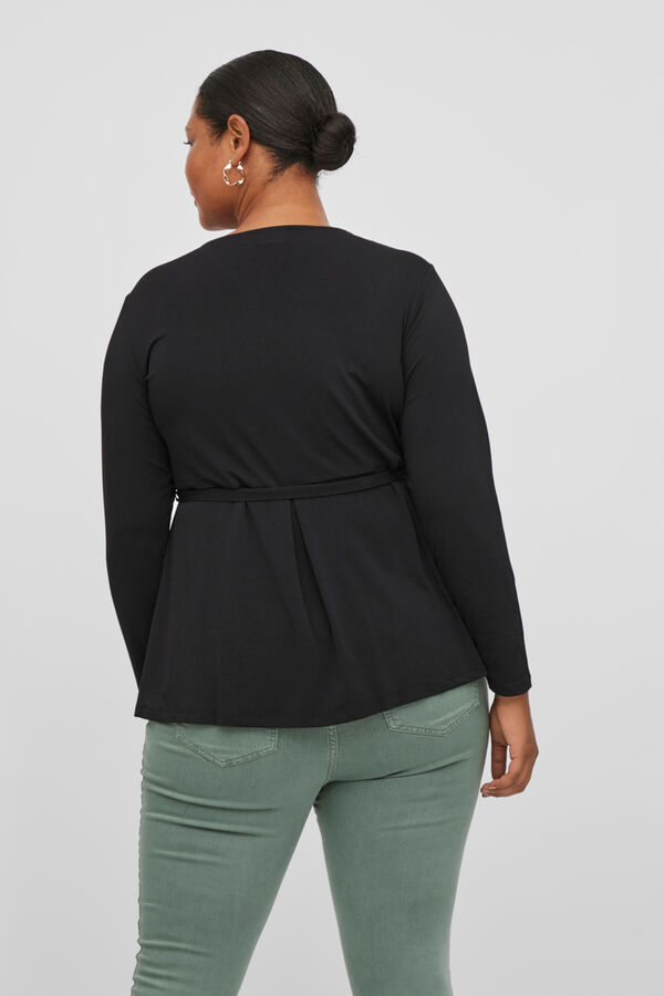 Evoked by Vila Blusa manga larga lazada Negro