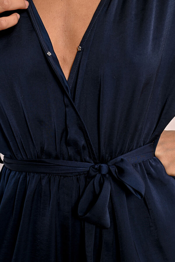 Molly Bracken Macacão feminino manga curta longa Azul